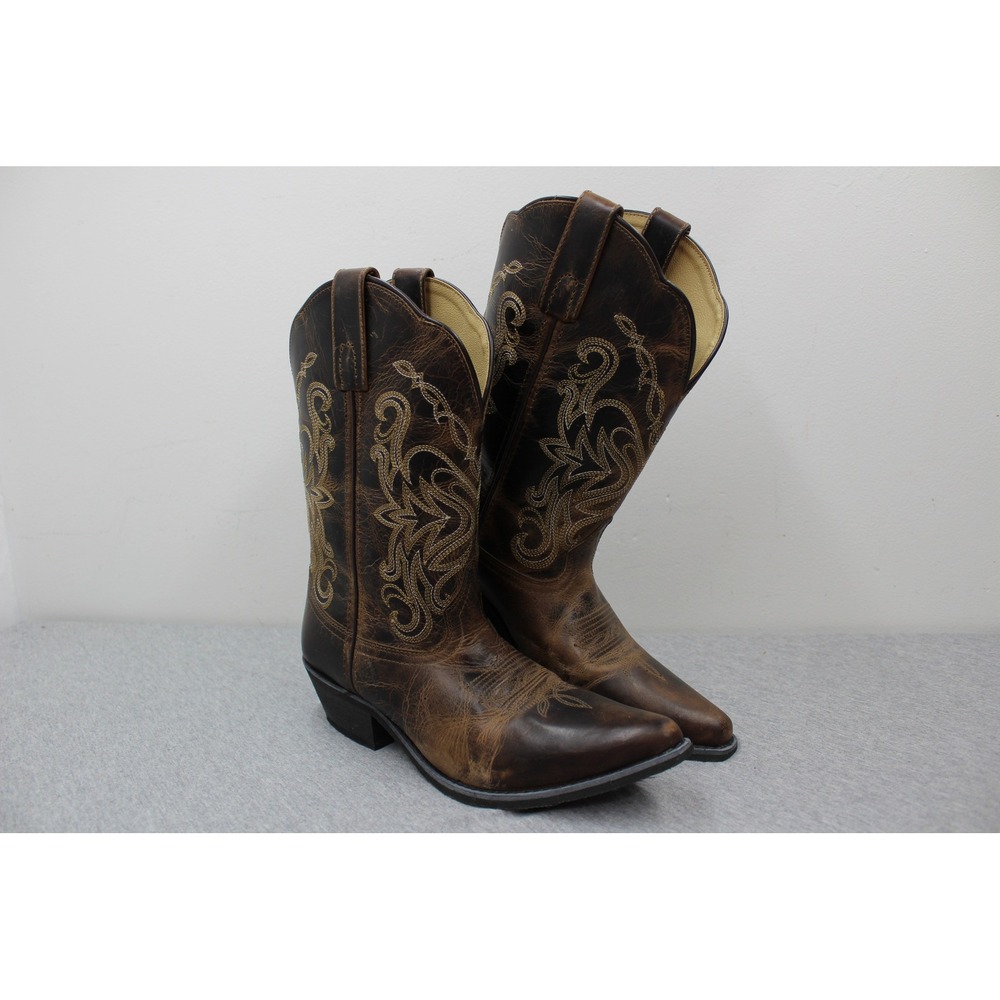 Smoky Mountain Boots Women 7.5 Brown 6472 Western Cowgirl Leather Embroidered